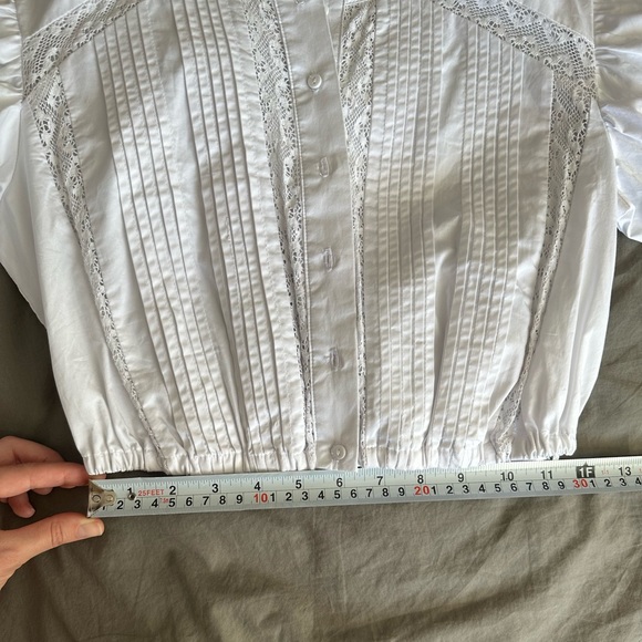 SOLD NWOT White Cotton Cropped Blouse - Picture 14 of 16